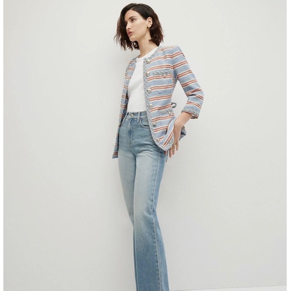 NEW Veronica Beard Striped Ginerva Belt Jacket Button Blazer, Blue/Red/White - Picture 3 of 15